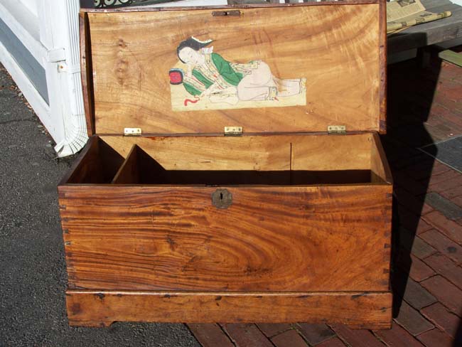 A rare early 19th century Camphorwood Seamen's Chest retaining its' original canvas protective cover — image 3